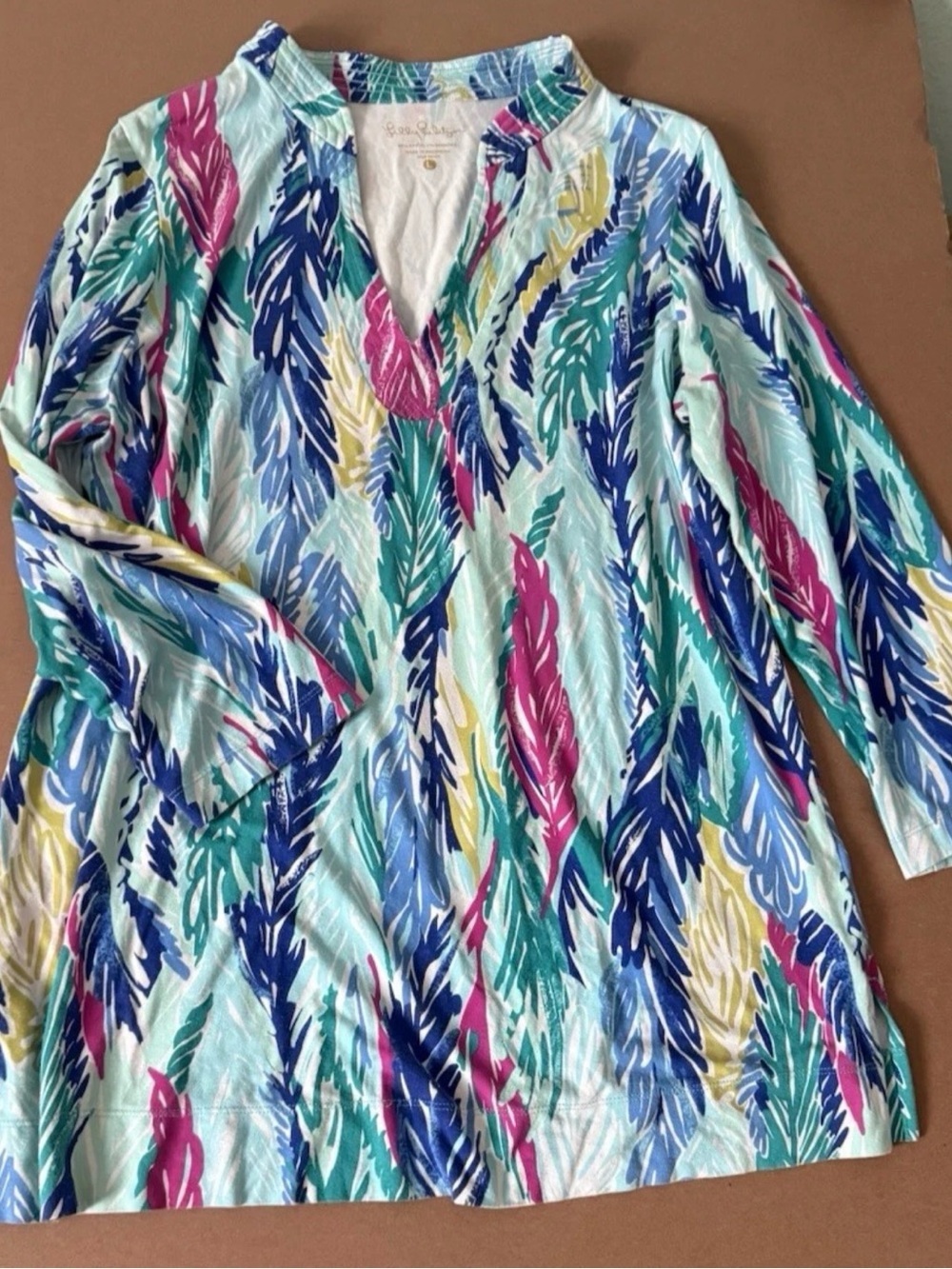 Lilly Pulitzer Women's Light As a Feather Pink Blue Green Teal Top Size Large